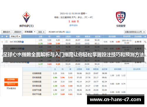 足球心水指数全面解析与入门指南让你轻松掌握投注技巧和预测方法 足球心水指数全面解析与入门指南让你轻松掌握投注技巧和预测方法