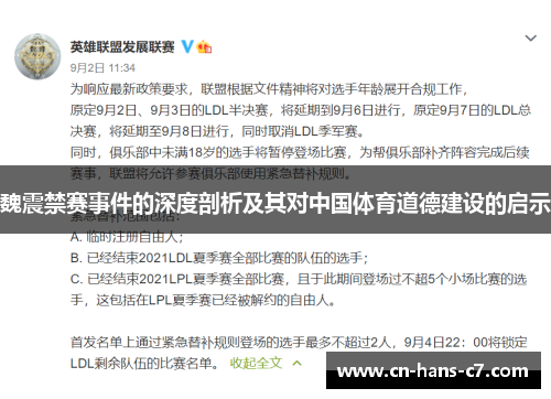 魏震禁赛事件的深度剖析及其对中国体育道德建设的启示