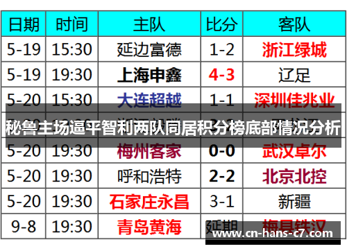 秘鲁主场逼平智利两队同居积分榜底部情况分析